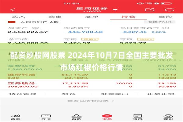 配资炒股网股票 2024年10月7日全国主要批发市场红椒价格行情