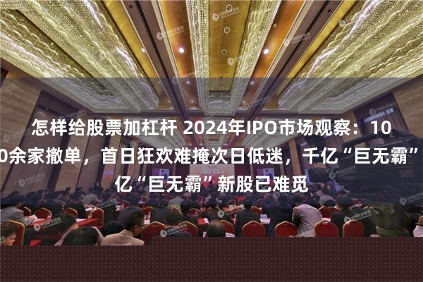 怎样给股票加杠杆 2024年IPO市场观察：100家上市400余家撤单，首日狂欢难掩次日低迷，千亿“巨无霸”新股已难觅